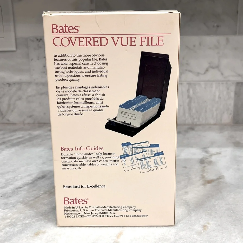 VINTAGE Bates Covered Vue File IN ORIGINAL BOX